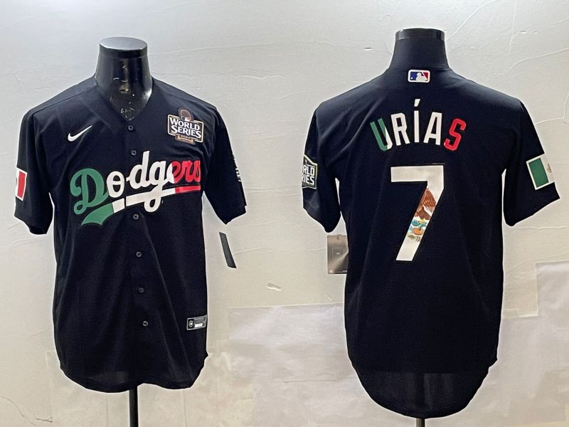 Men Los Angeles Dodgers #7 Urias Black Fashion 2025 Nike MLB Jersey style 2